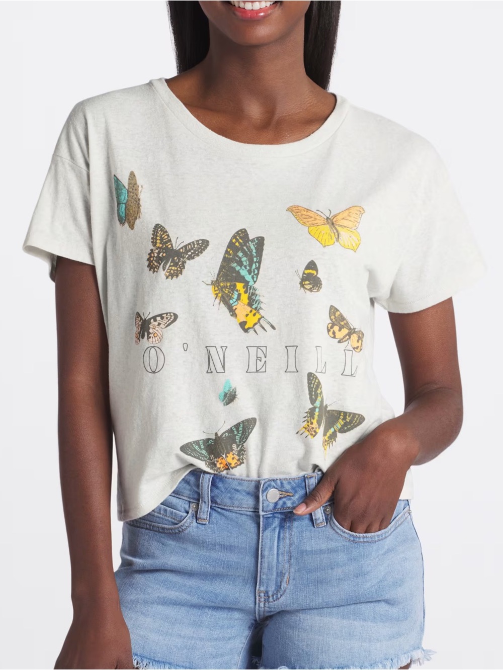 O'Neill White Short-Sleeve Butterfly Graphic Tee XL NWOT
